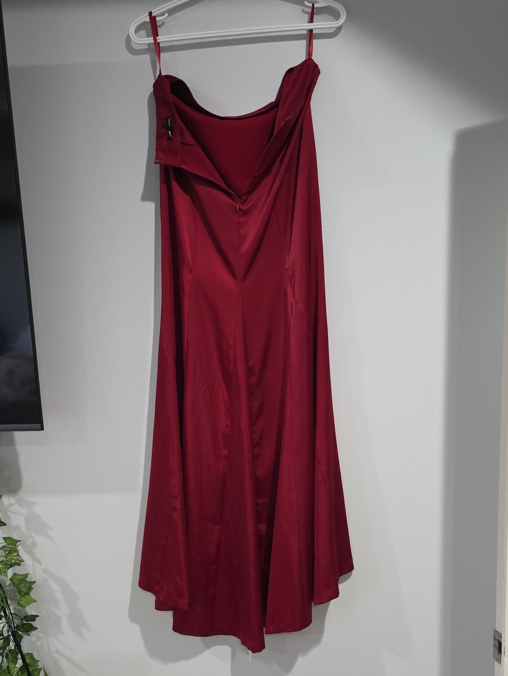 le chateau Deep Red Satin Maxi Skirt